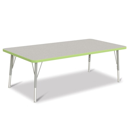 Jonti-Craft Berries Rectangle Activity Table, 30 in. x 60 in., E-height, Freckled Gray/Key Lime/Gray 6408JCE130